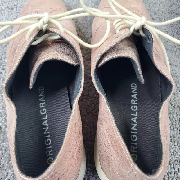 Cole Haan Original Grand Womens 6.5 Shoes Wingtip Oxford Sneaker Metallic Pink - Picture 9 of 10